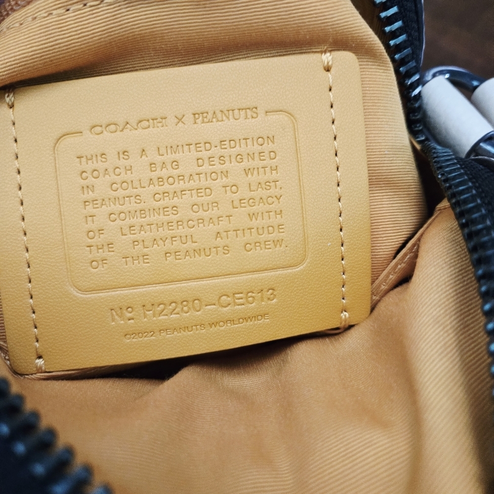COACH CE613 X Peanuts Heritage Crossbody With Snoopy Motif Pebble Leather Bag - Picture 16 of 16